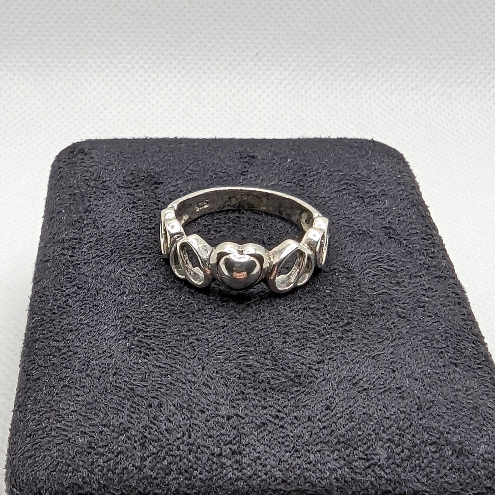 🤍 Classic Sterling Silver Multi-Heart Band Ring ✨
